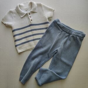 Tahari Baby Two Piece Pant Button Up Shirt Size 24 Months 100% Cotton New NWT